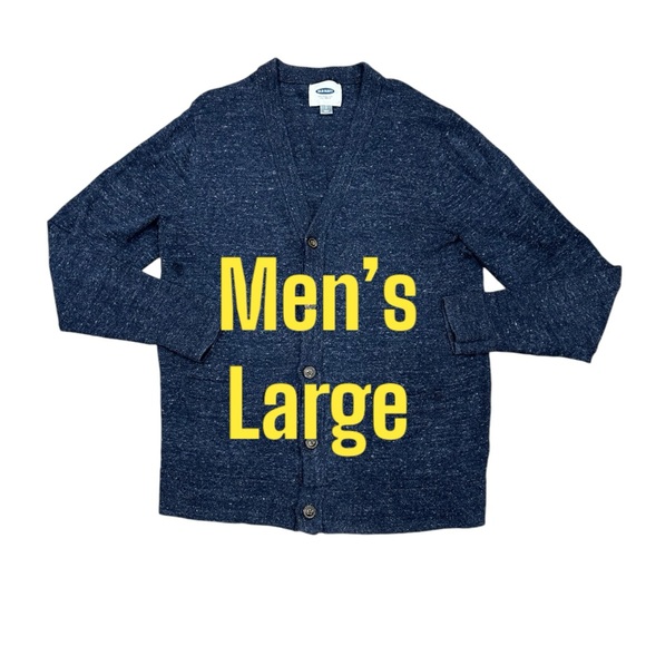 Men's Old Navy Large 42 - 44 Cardigan Sweater Blue Long Sleeve V-Neck Front - Picture 3 of 10